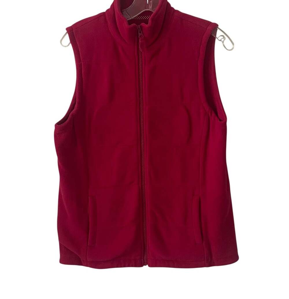 Lands' End Magenta Fleece Vest Sz S